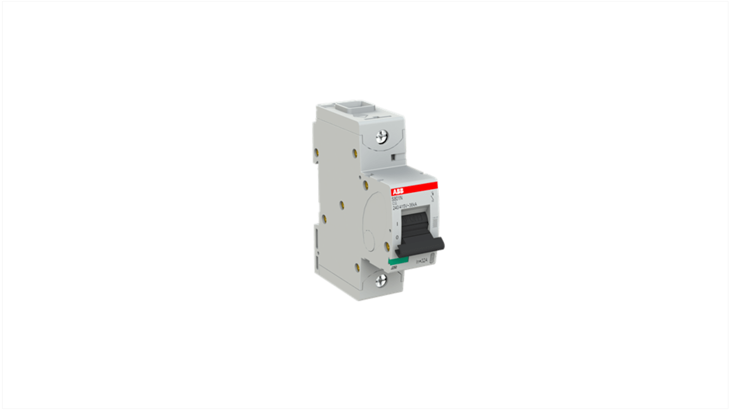 ABB S801N MCB, 1P, 32A Curve C, 400V AC, 36 kA Breaking Capacity
