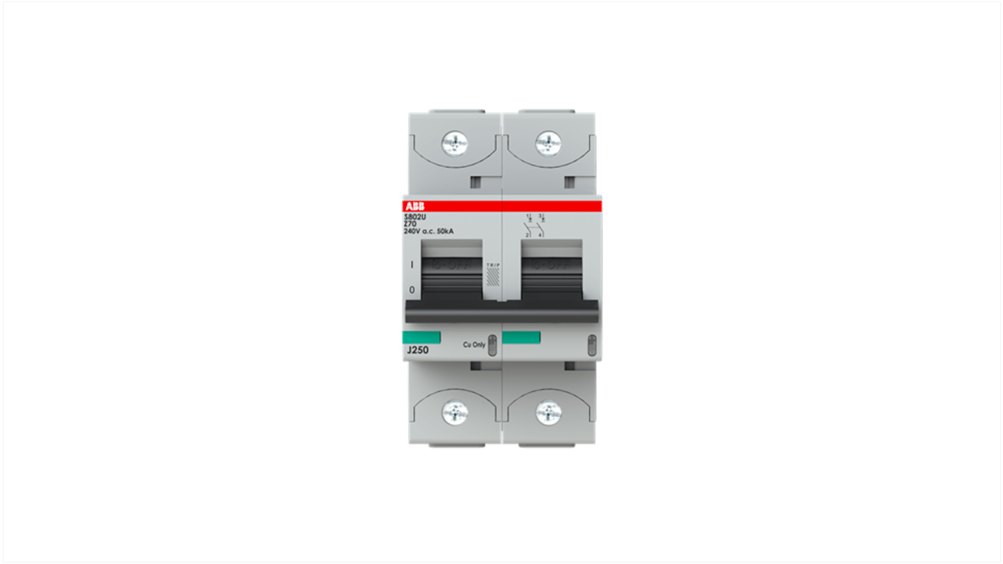 ABB S800U MCB, 2P, 70A, Type Z, 240V AC, 50 kA Breaking Capacity