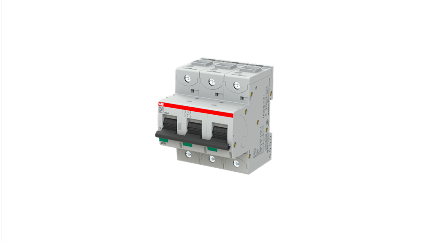 ABB S803S MCB, 3P, 13A, UC-B, 750V DC, 50 kA Breaking Capacity