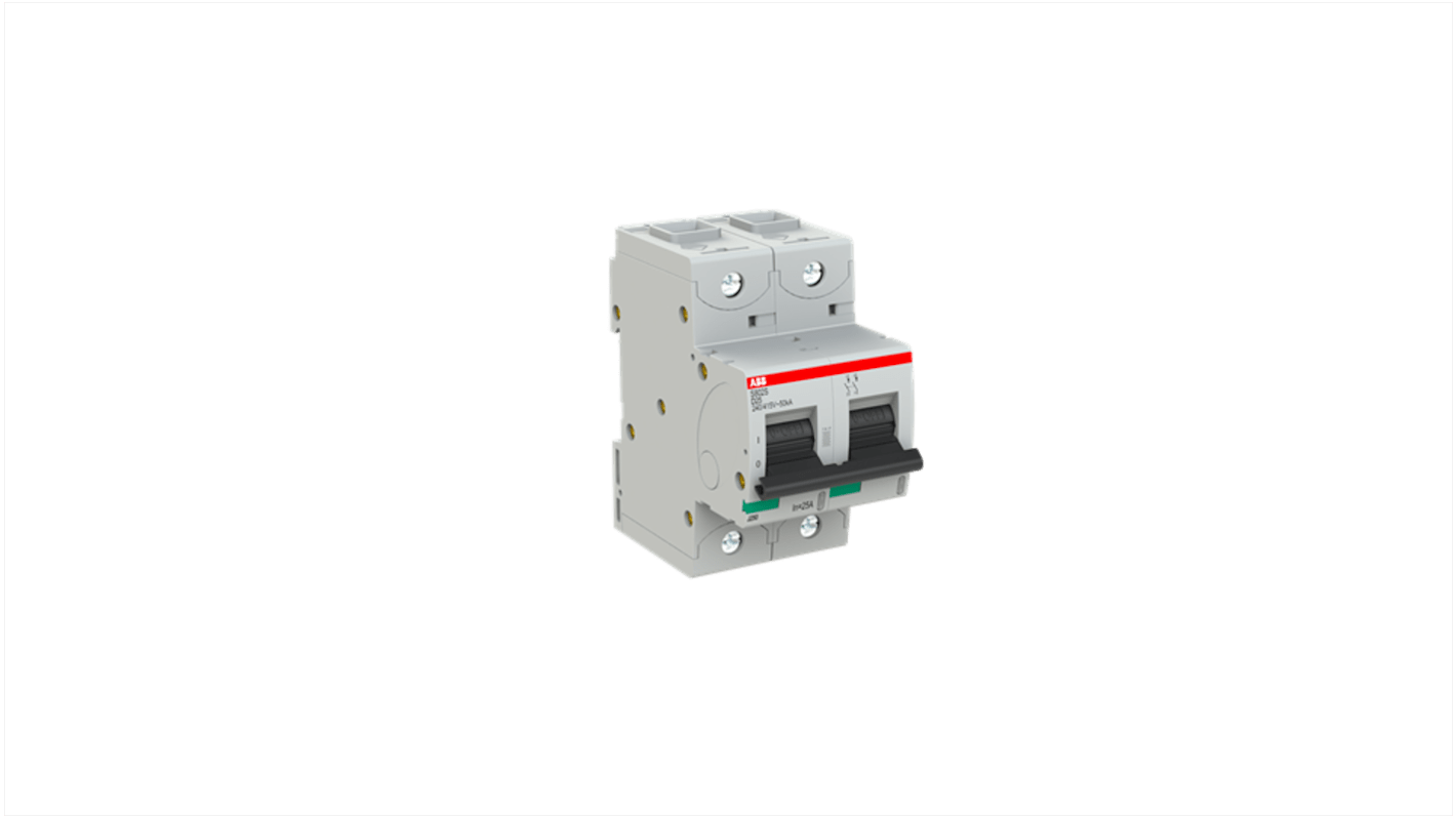 ABB S800S MCB, 2P, 25A Curve D, 240V AC, 50 kA Breaking Capacity