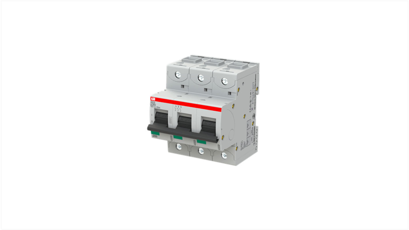 ABB S803S MCB, 3P, 50A, UC-B, 750V DC, 50 kA Breaking Capacity