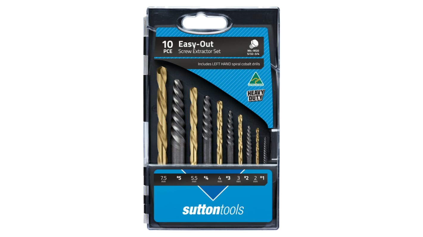 Sutton Tools 10 piece Carbon Steel Screw Extractor Set