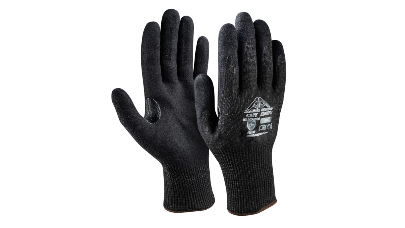 Active Gear C3280 Black Nitrile Cut Resistant Work Gloves, Size 10 - XL, Foam Nitrile Coating