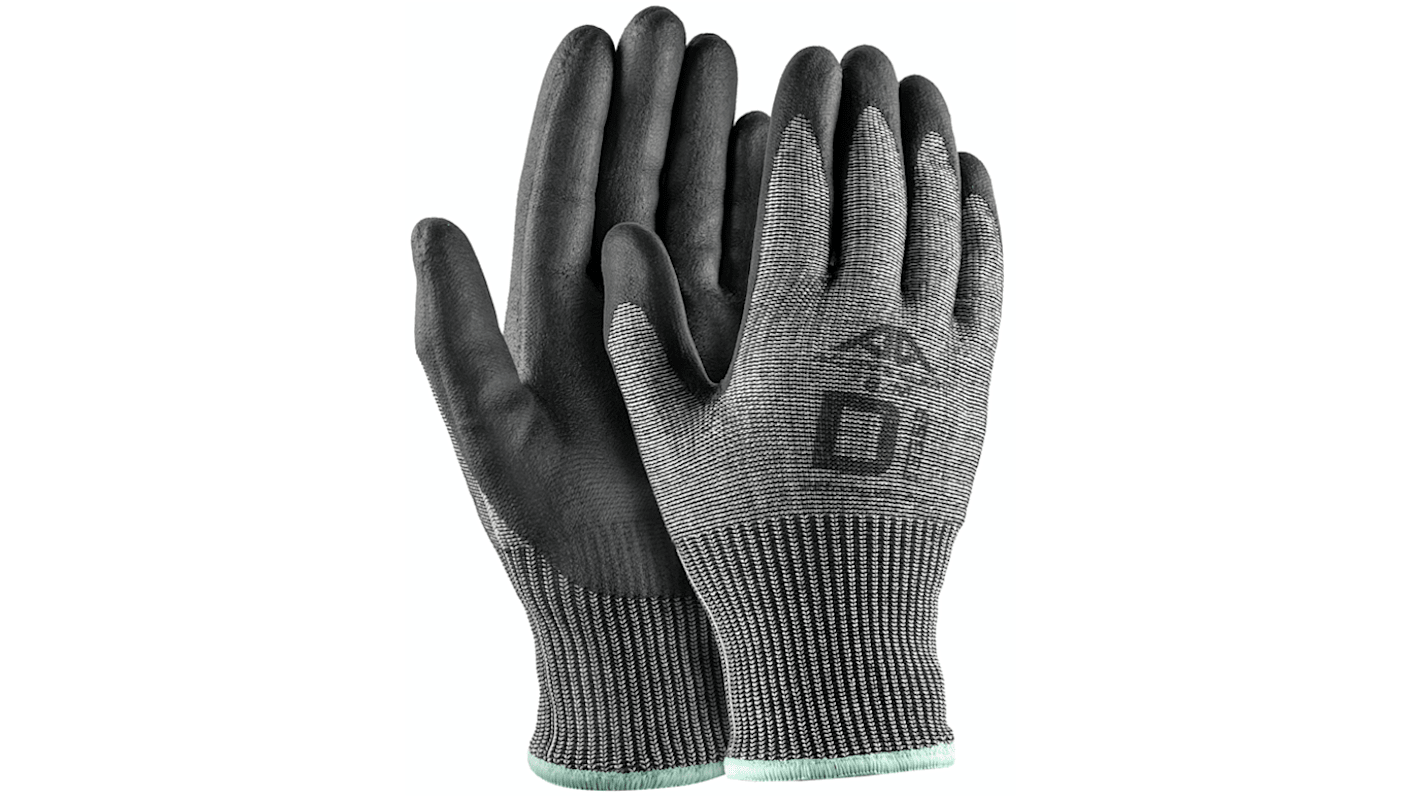 Active Gear C3370 Black, Grey Nitrile Cut Resistant Work Gloves, Size 8 - M, Microfoam Coating