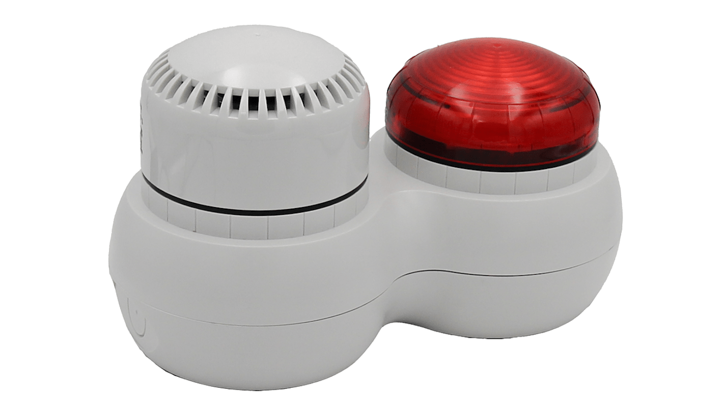 RS PRO Red Sounder Beacon, 24 Vac/Vdc, IP66, Screw/Bracket Mount, 105dB at 1 Metre