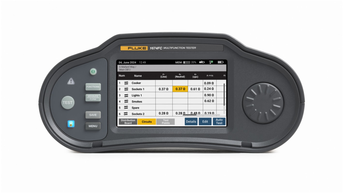 Fluke 1674 Installationstester Erdungsimpedanz ohne Auslösung autom.RCD Test Ohne Auslösung 50 V, 100 V, 250 V, 500 V,