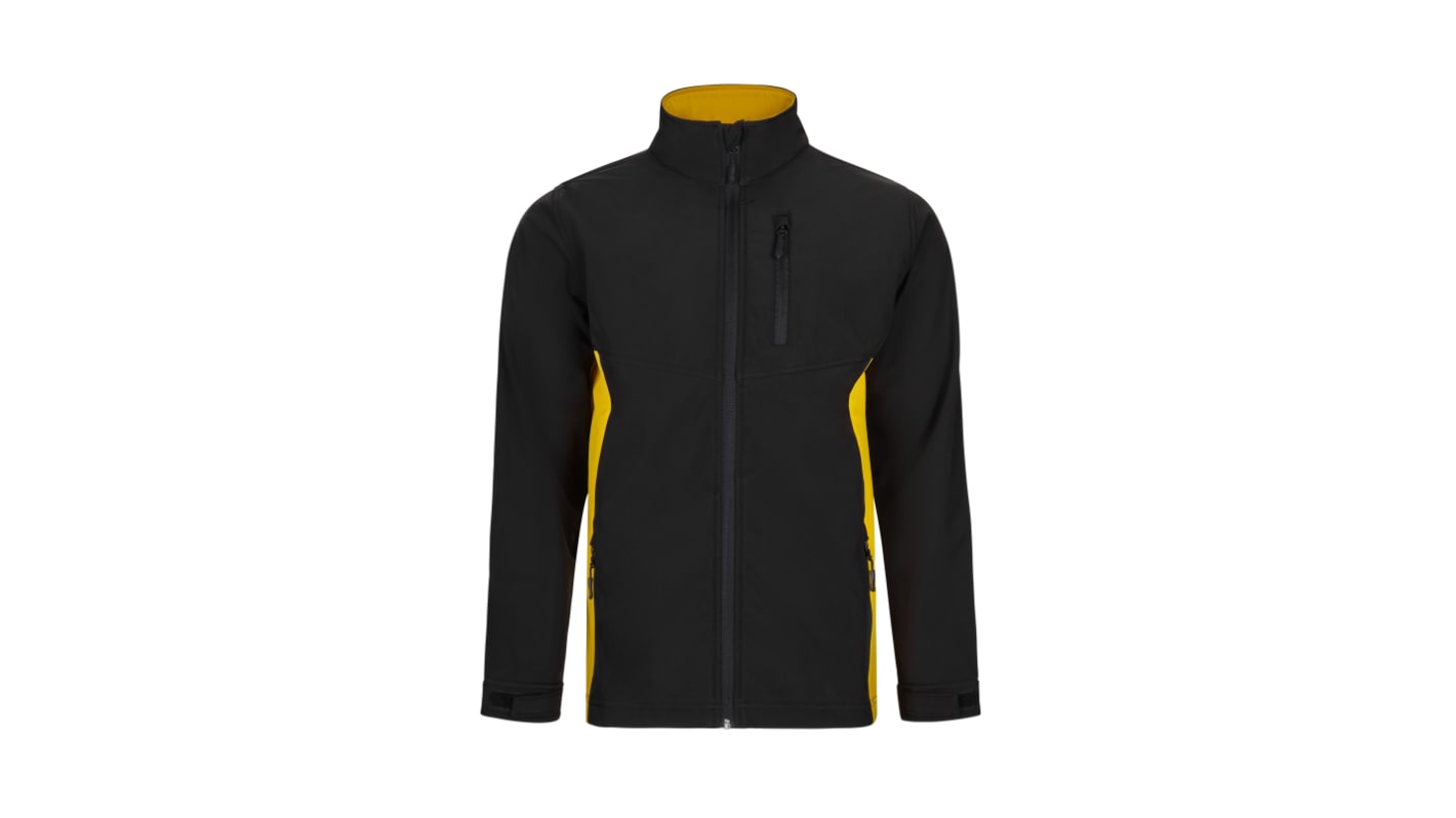 Velilla 106004 Black/Yellow, Comfortable, Soft Softshell Jacket, XS