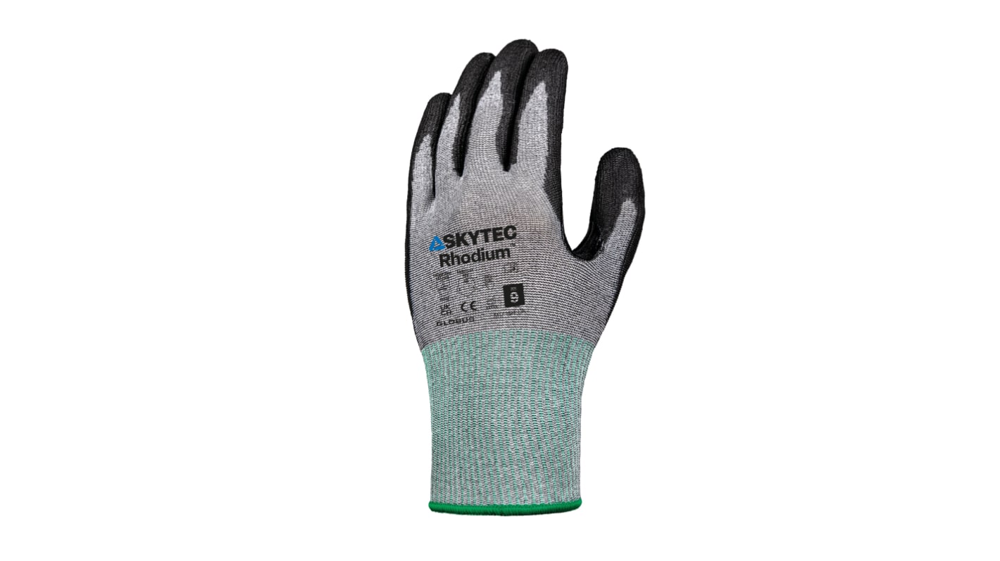 Skytec Eco Rhodium Black, Grey HPPE, Polyester Cut Resistant Work Gloves, Size XXL, Polyurethane Coating