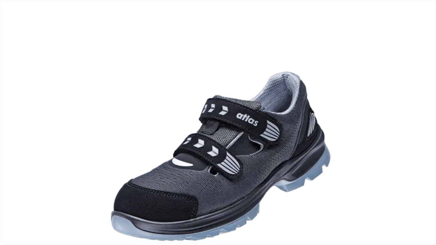 Atlas Safety Shoes FLASH 1600 Unisex Sicherheitsschuhe Schwarz, Grau, mit Zehen-Schutzkappe Aluminium, Größe 40 / UK 8