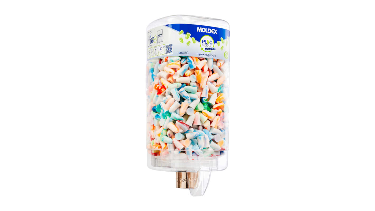 Moldex Spark Plugs® PlugStation Antimicrobial 500  Mehrweg Gehörschutzstöpsel EN352 Mehrfarbig, SNR 35dB, 500 Paar