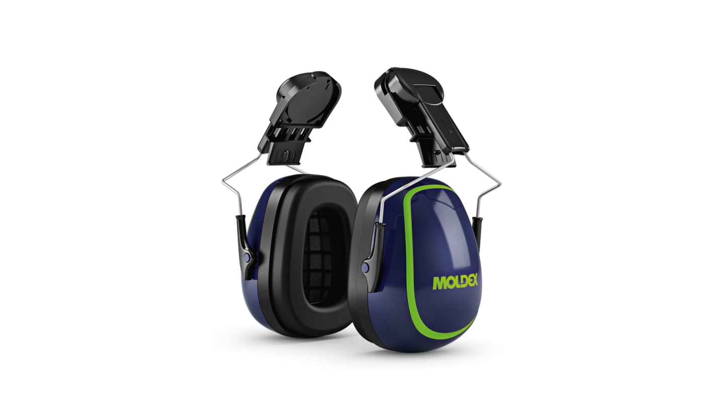 Moldex MX7 Listen Only Ear Shells with Helmet Attachment, 31dB, Blue, Noise Cancelling Microphone