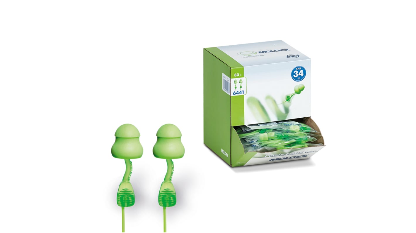 Moldex Twisters® Series Green Corded Ear Plugs, 34dB Rated, 1Pair Pairs