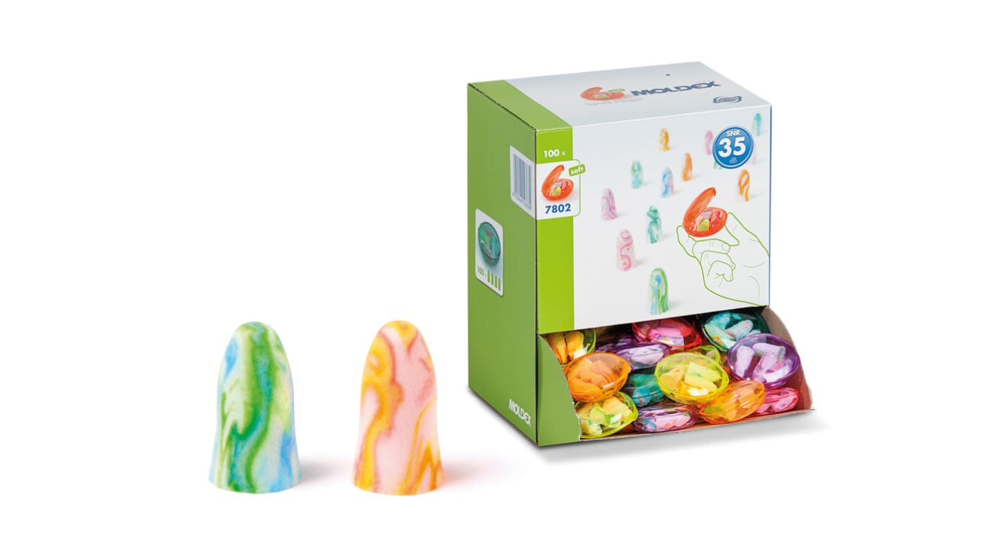 Moldex Spark Plugs® PocketPak® Series Multi Colour Disposable Uncorded Ear Plugs, 35dB Rated, 2Pair Pairs