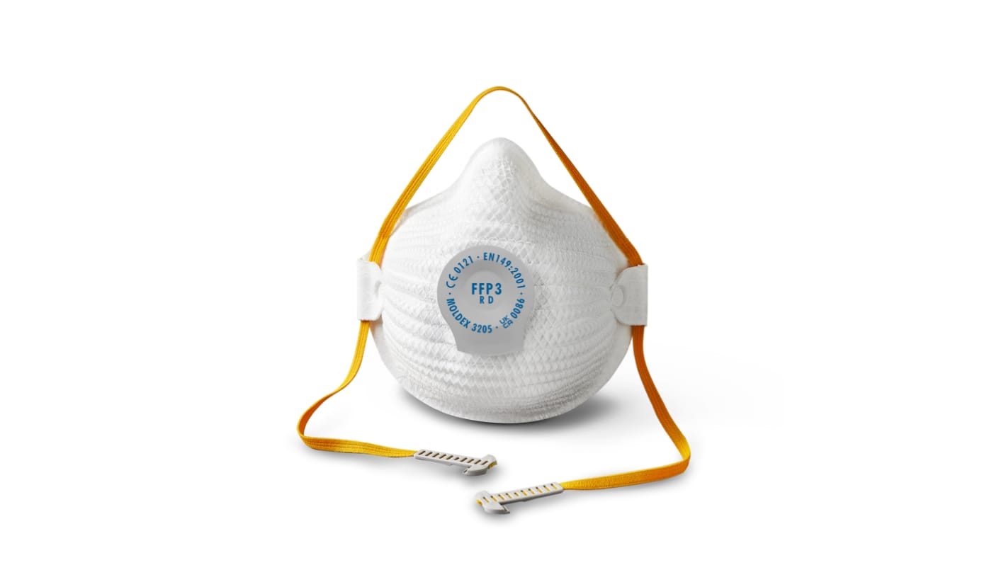 320501 Moldex Orange, White EVA, Natural Rubber, Polyester, Polyethylene, Polyproplyene Face Mask for Construction, M/L