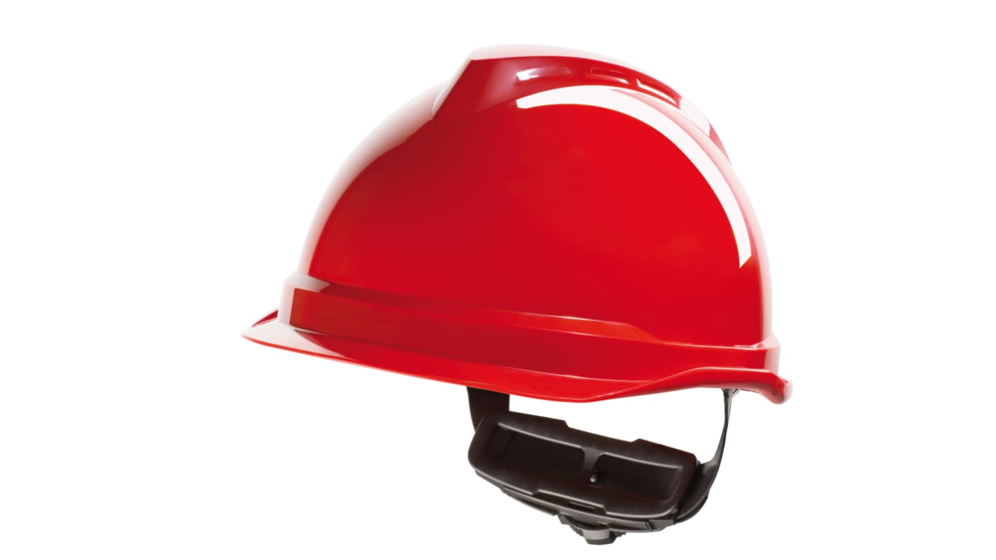 MSA Safety V - Gard 520 Red Helmet & Hard Hat , Adjustable