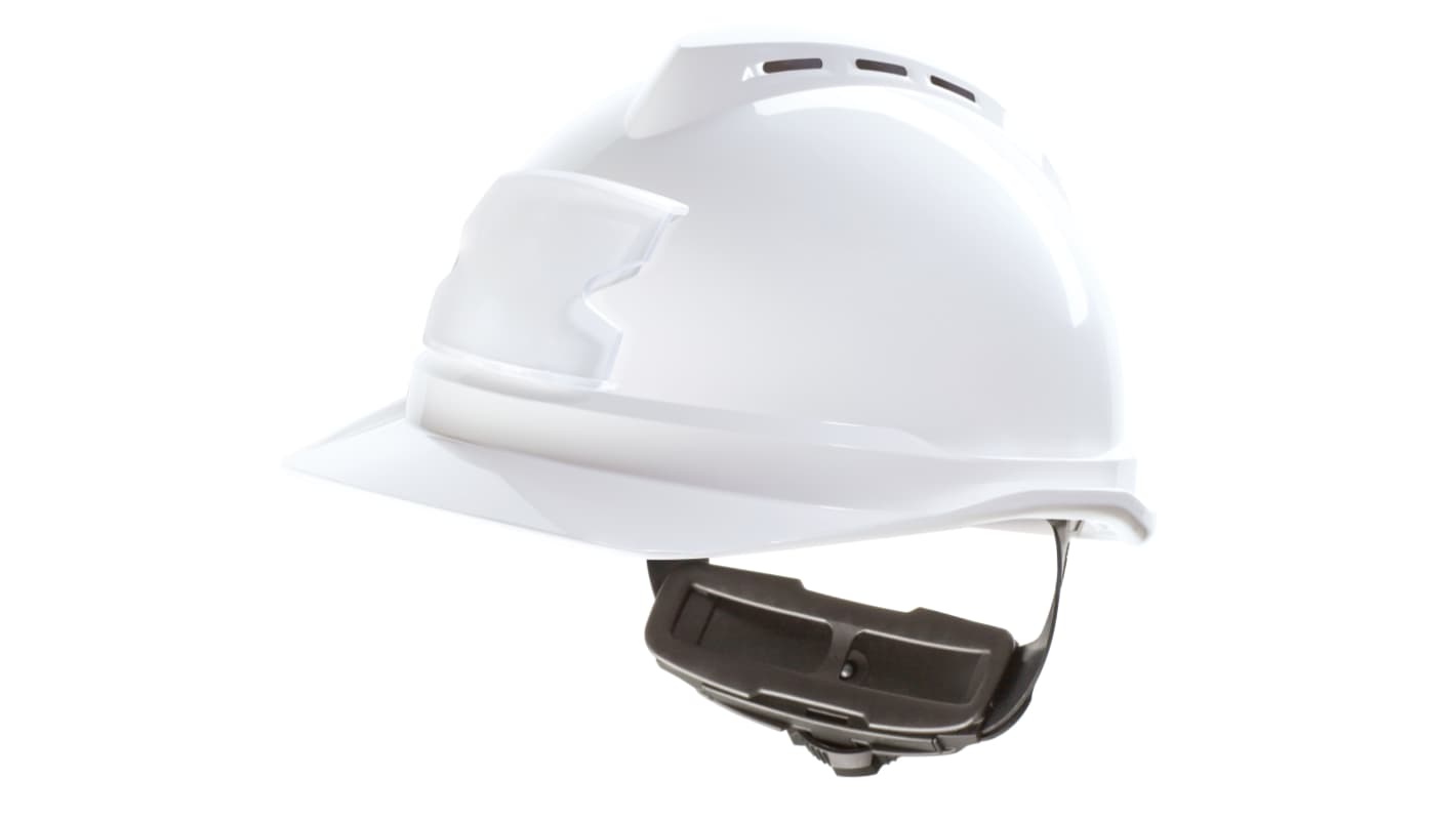 MSA Safety V - Gard 500 White Helmet, Adjustable, Ventilated