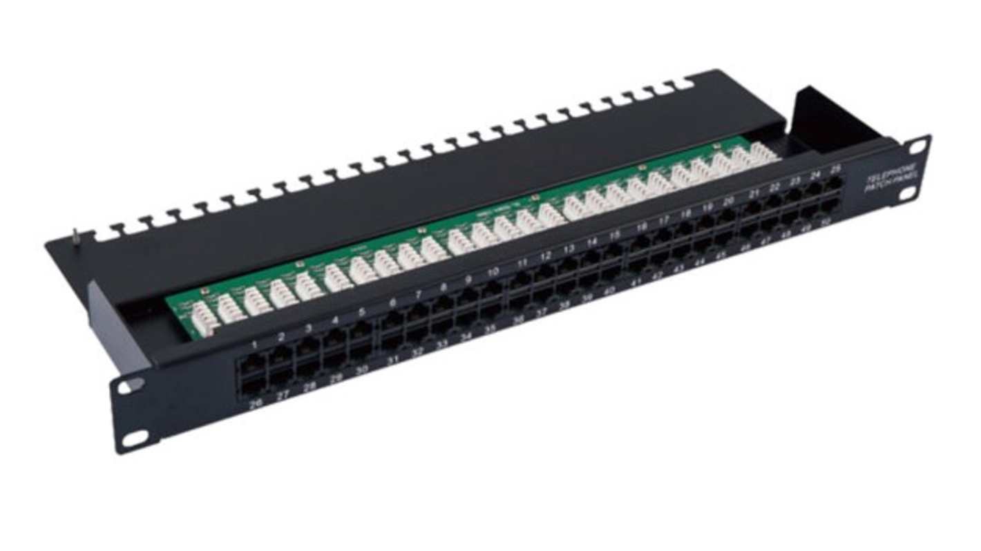 Patch Panel RJ, RS PRO, Cat3, 50 porte, UTP, 1U, Nero