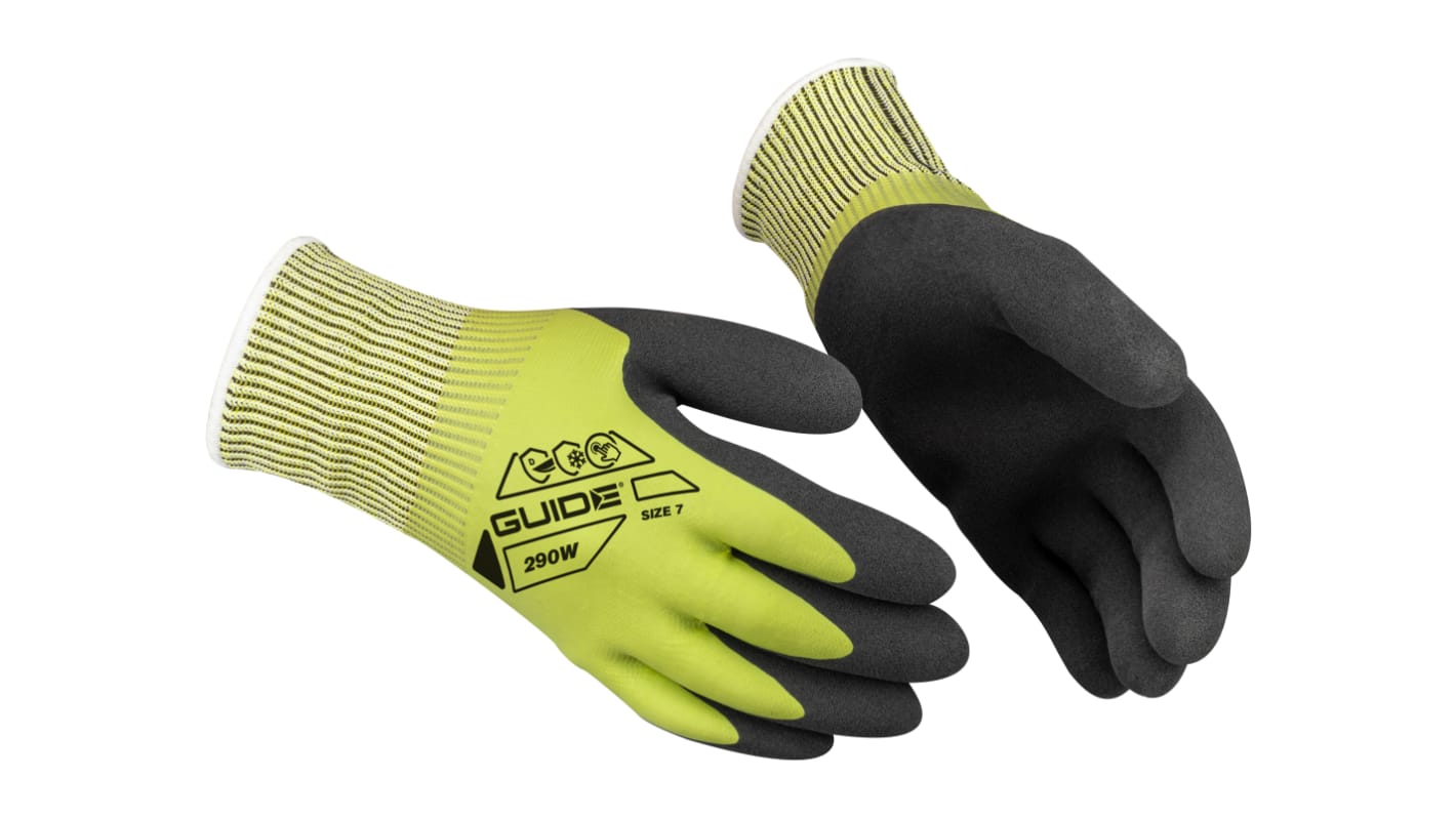 GUIDE GLOVES GUIDE 290W Green, Grey Glass Fiber, HPPE, Latex, Polyester Thermal Work Gloves, Size 8