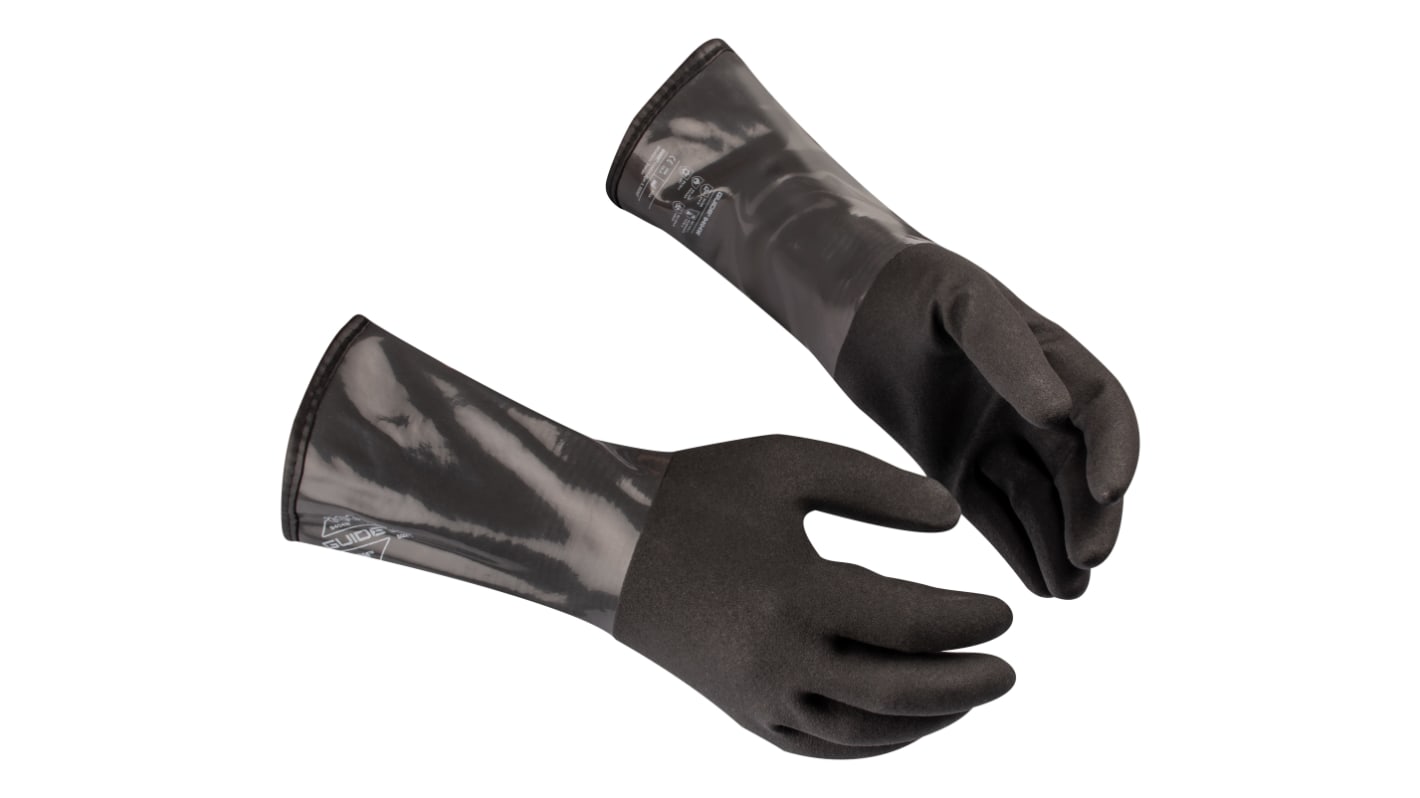 GUIDE GLOVES GUIDE 9404W Black, Grey Acrylic Fibres, Elastane, Nitrile, Nylon, PVC Chemical Resistant Work Gloves, Size