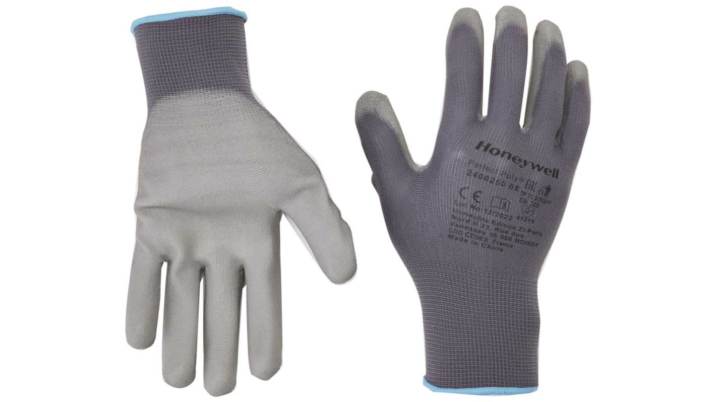 Honeywell Safety PERFECT POLY Grey Polyamide Material Handling Work Gloves, Size 10, Polyurethane Coating
