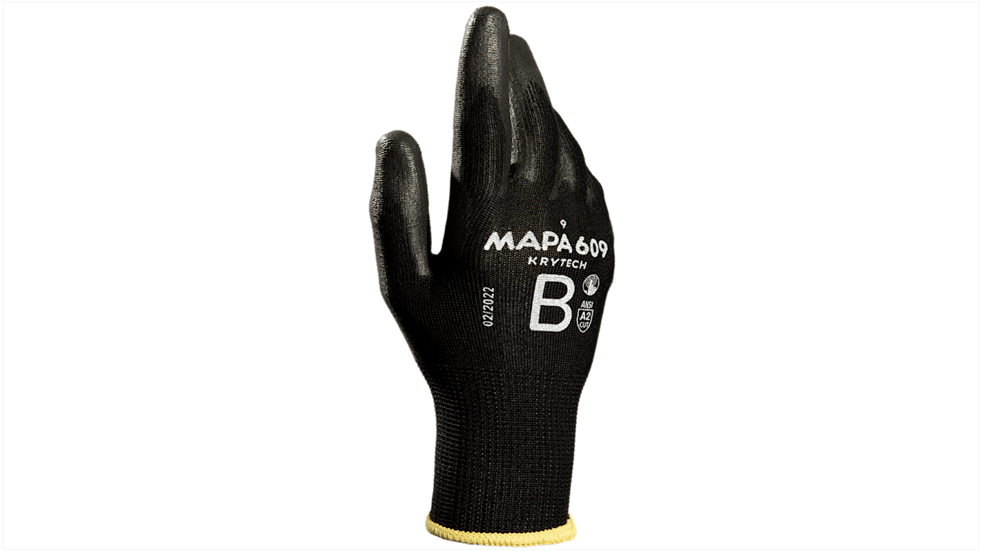 Mapa KRYTECH 609 Black Polyurethane Abrasion Resistant, Cut Resistant Work Gloves, Size 10