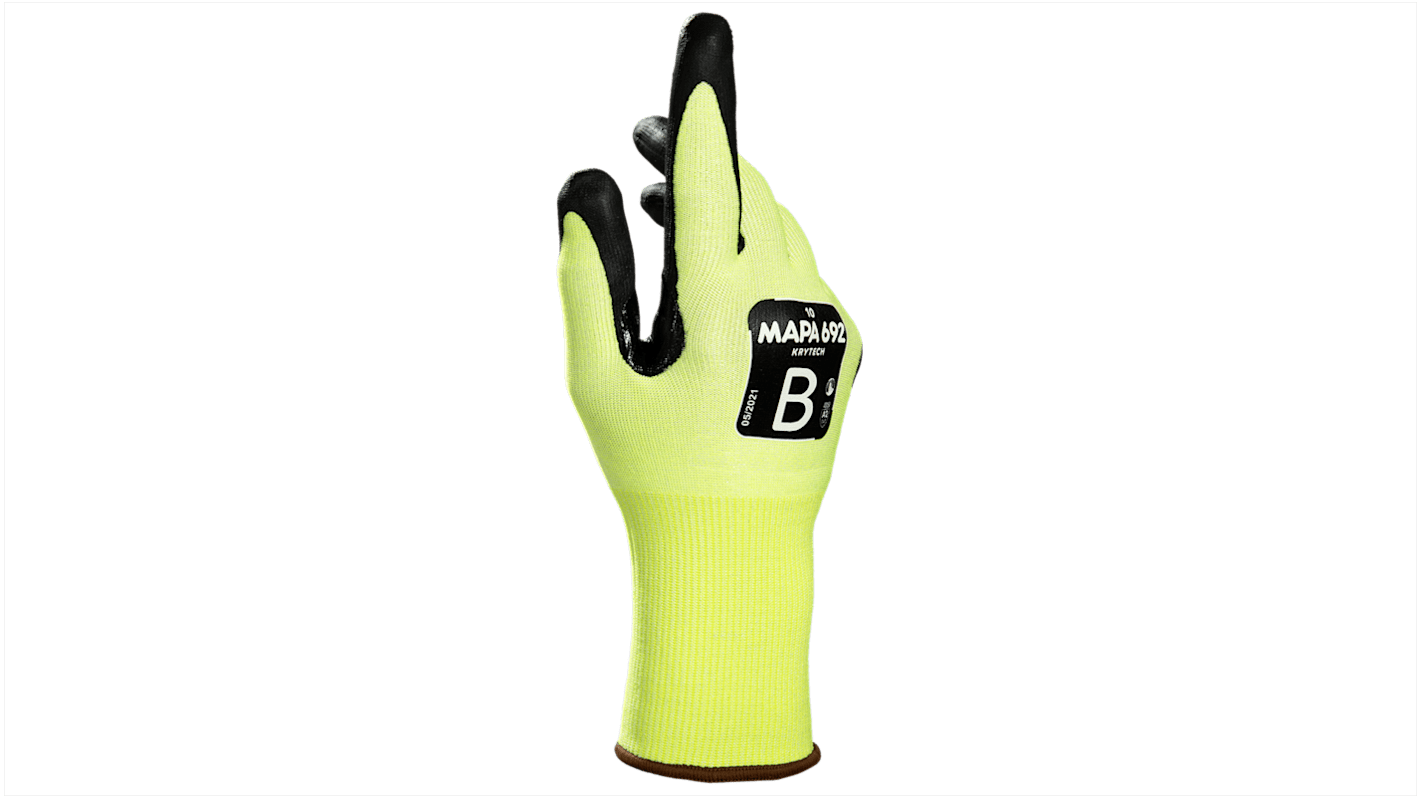 Mapa KRYTECH 692 Yellow Nitrile Foam Cut Resistant Work Gloves, Size 9
