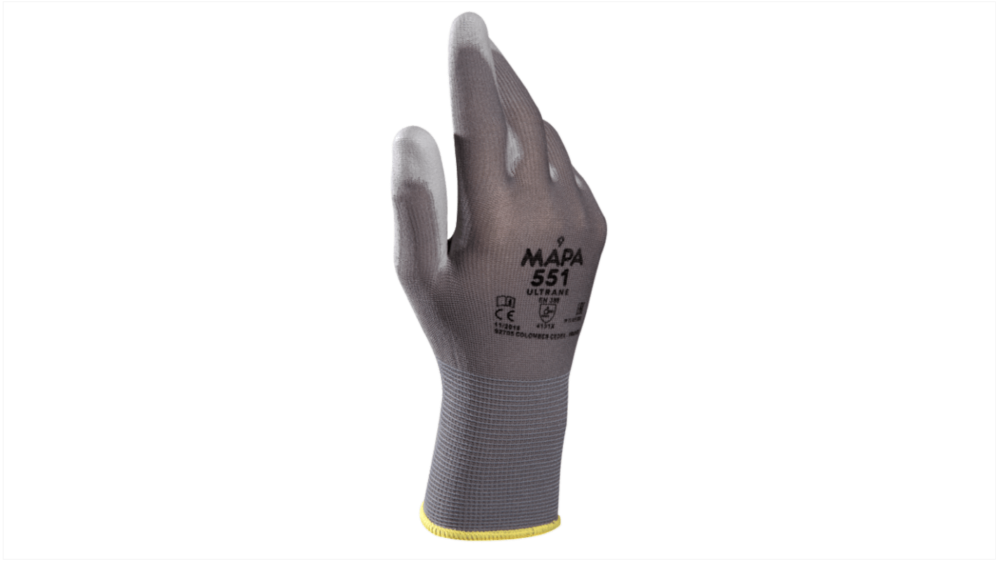 Mapa ULTRANE 551 Grey Polyurethane Material Handling Work Gloves, Size 11