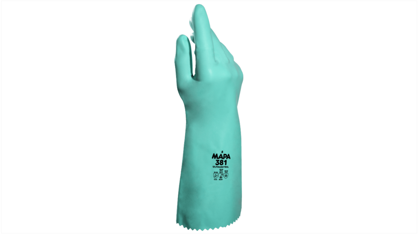 Mapa ULTRANITRIL 381 Green Nitrile Chemical Resistant Work Gloves, Size 10
