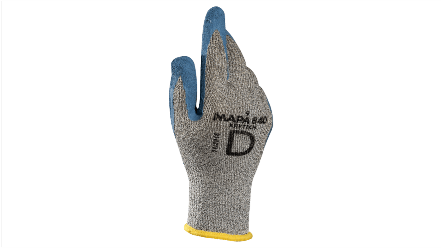 Mapa KRYTECH 840 Blue, Grey Natural Latex Cut Resistant Work Gloves, Size 7