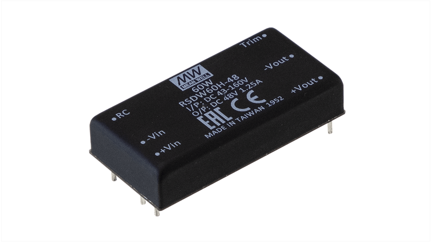 Przetwornica DC-DC, 60W, Uwe 18 → 75 V DC, Uwy 13.5 → 16.5V dc, Iwy 4A, MEAN WELL