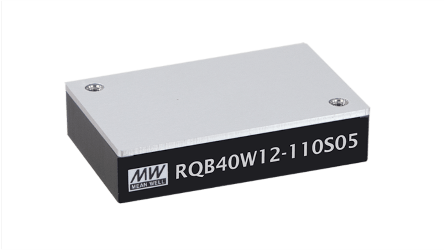 MEAN WELL RQB40W12 DC-DC Converter, 54V dc/ 741mA Output, 14 → 160 V dc Input, 40W, Through Hole, +90°C Max Temp