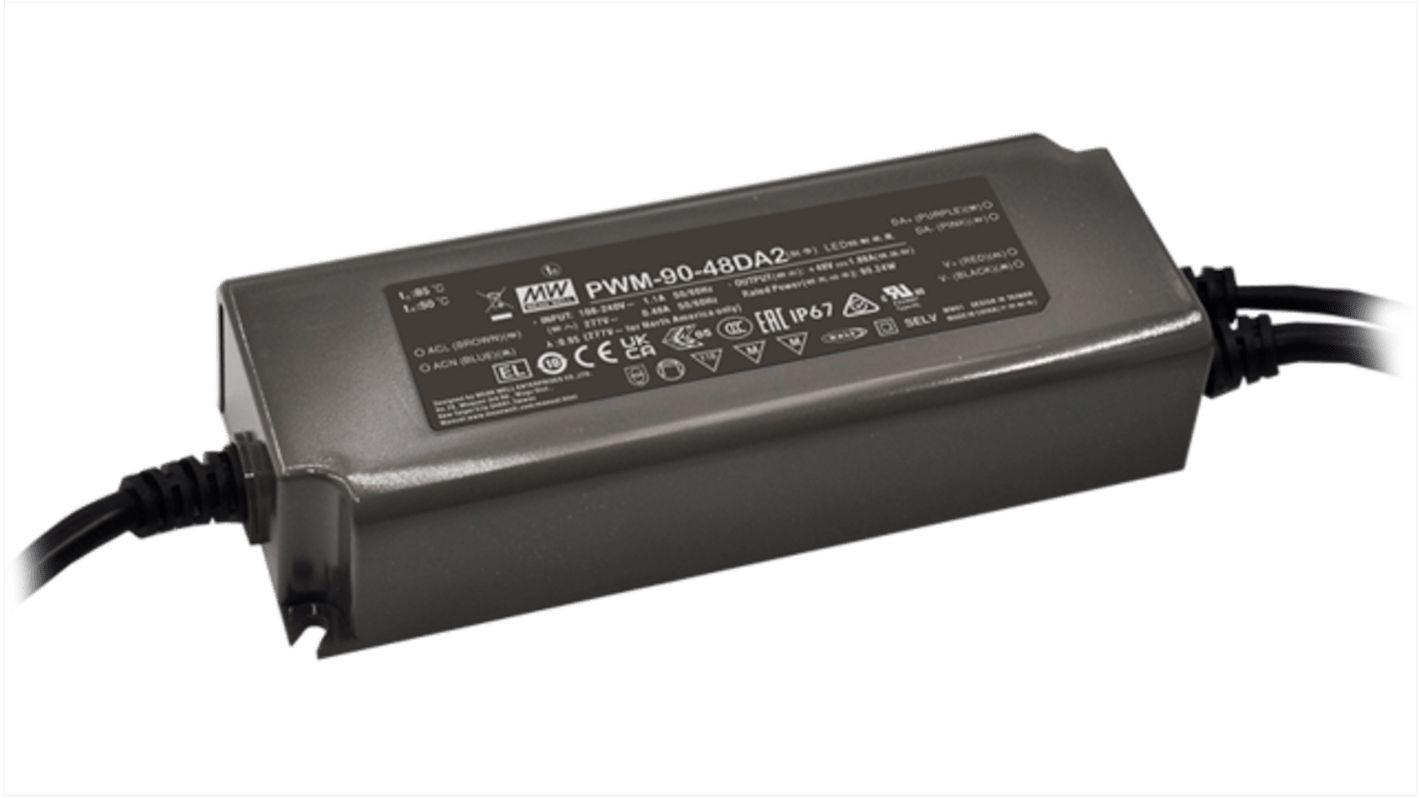 Sterownik LED napięcie wyjciowe: 12V 7.5A napięcie wejściowe: 90 → 305 V stabilizowany napięciowo 90W MEAN WELL