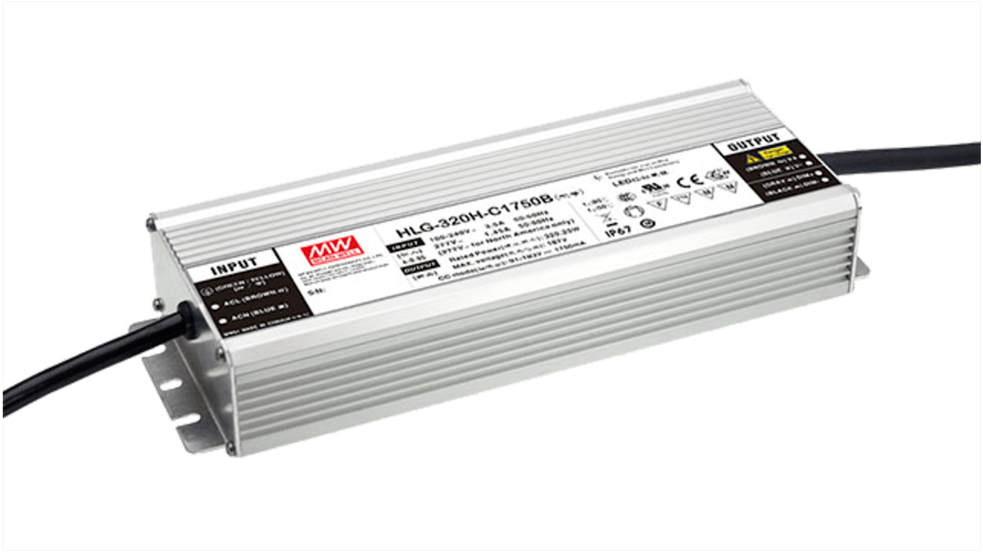 MEAN WELL LED Driver, 76 → 152V Output, 320W Output, 2.1A Output, Constant Current Dimmable