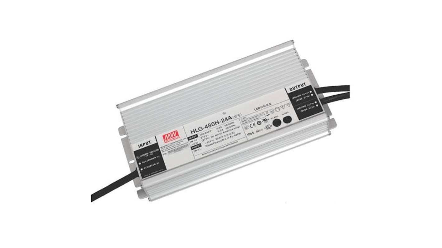 MEAN WELL LED Driver, 30.6 → 37.8V Output, 480W Output, 13.3A Output, Constant Current / Constant Voltage