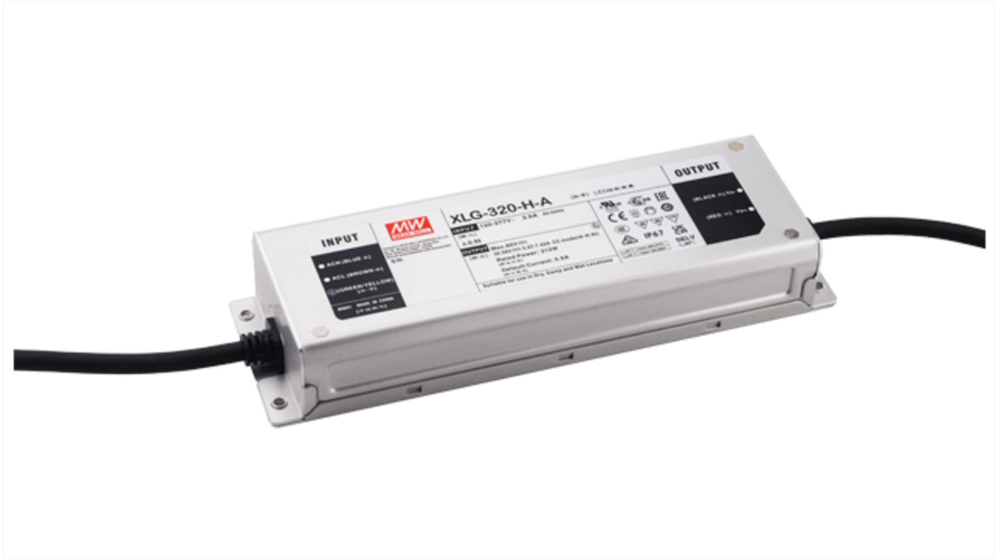 MEAN WELL LED Driver, 30 → 56V Output, 315W Output, 5.6A Output, Constant Power Dimmable