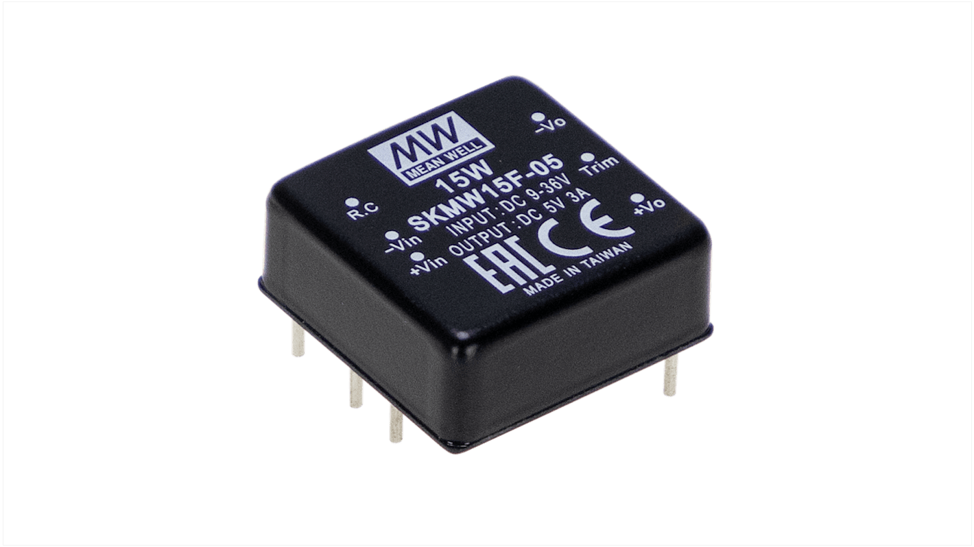 Przetwornica DC-DC, 15W, Uwe 18 → 75 V DC, Uwy 3 → 3.6V dc, Iwy 3A, MEAN WELL