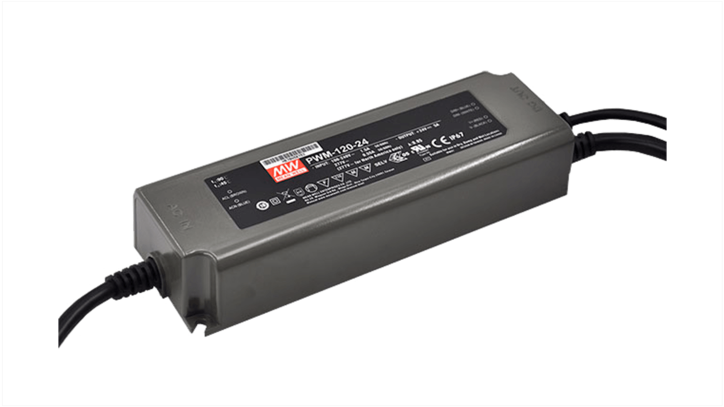 MEAN WELL LED Driver, 48V Output, 120W Output, 2.5A Output, Constant Voltage Dimmable
