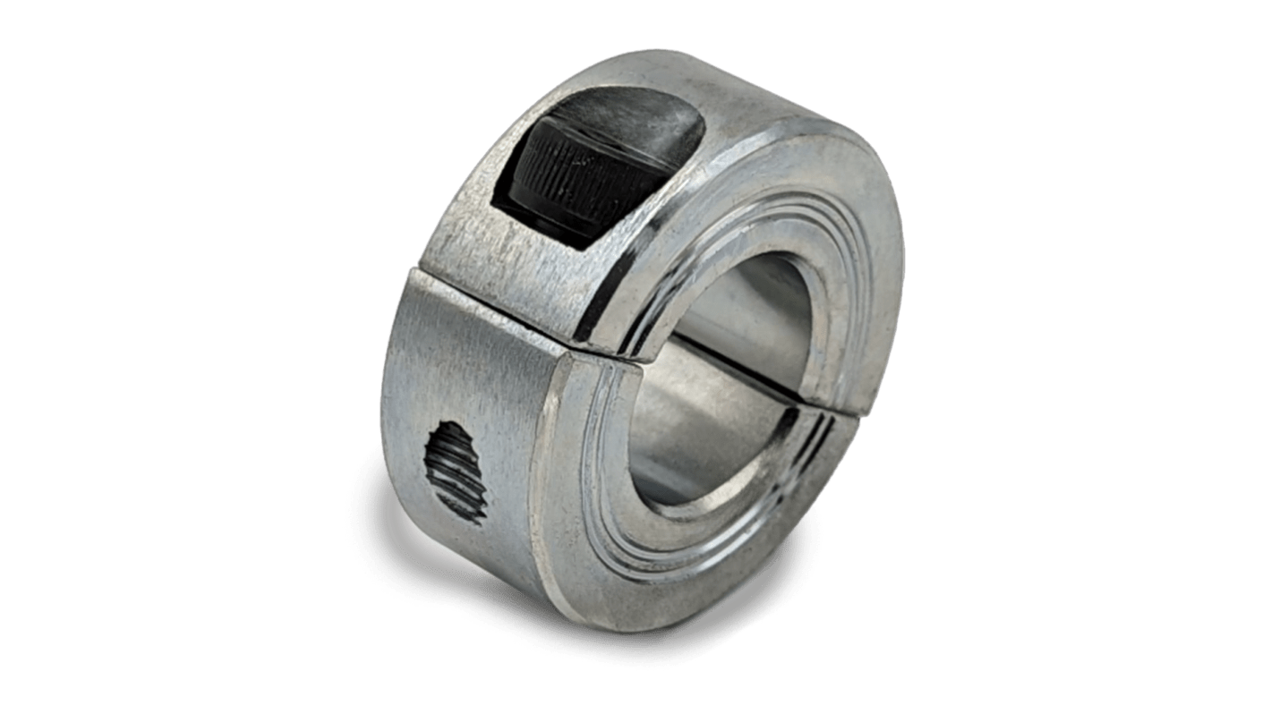 RS PRO Shaft Collar, Two Piece, Clamp Screw, Bore 8mm, OD 18mm, W 9mm, Steel