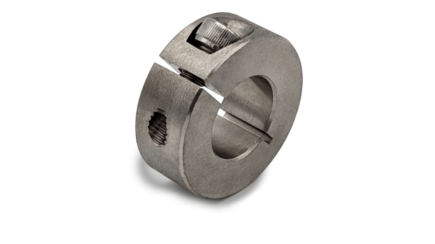 RS PRO Shaft Collar, One Piece, Clamp Screw, Bore 25mm, OD 45mm, W 15mm, Stainless Steel 304