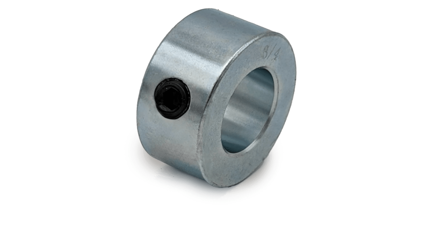 RS PRO Shaft Collar, One Piece, Set Screw, Bore 0.187in, OD 05in, W 0.25in, Steel