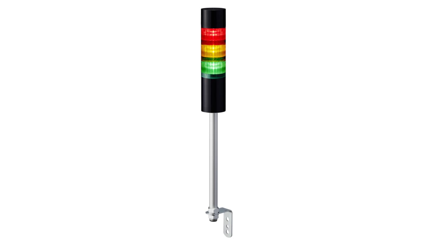 RS PRO Amber, Green, Red Buzzer Signal Tower, 3 Lights, 24 V dc, Pole Mount