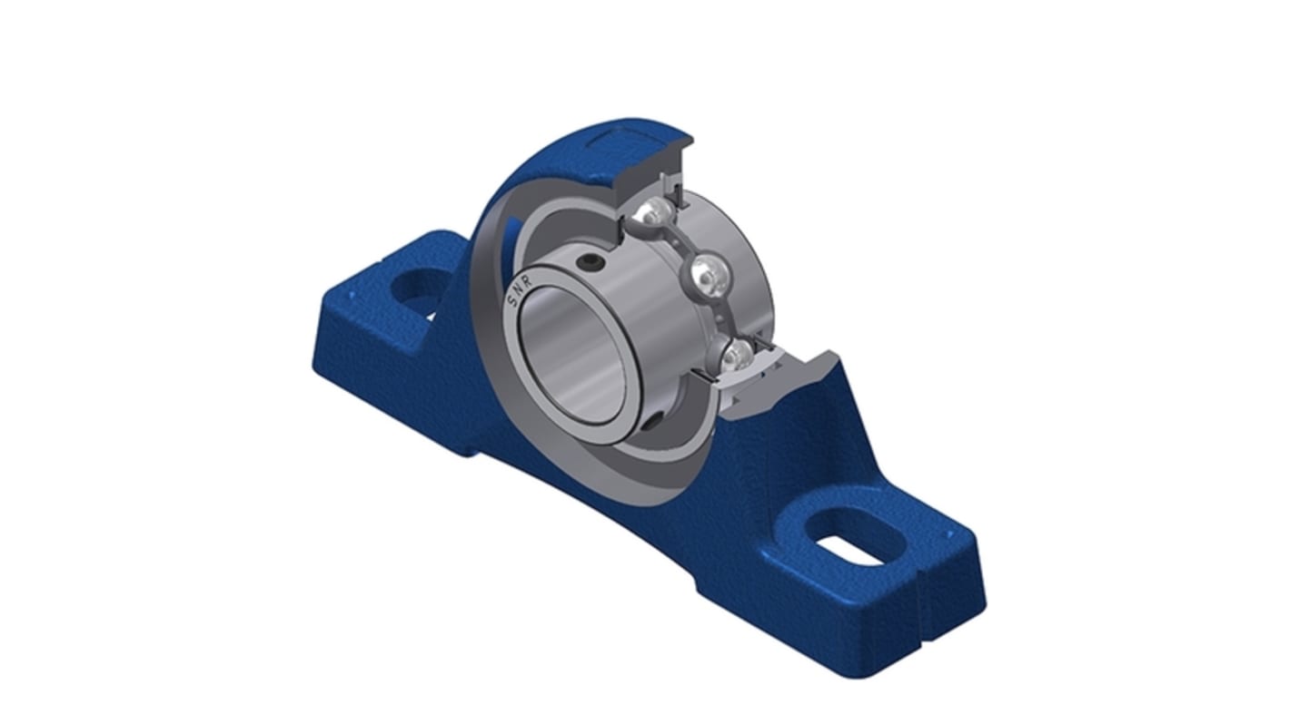 Palier à roulement SNR, diam int 30mm, 2 trous de fixations en Acier