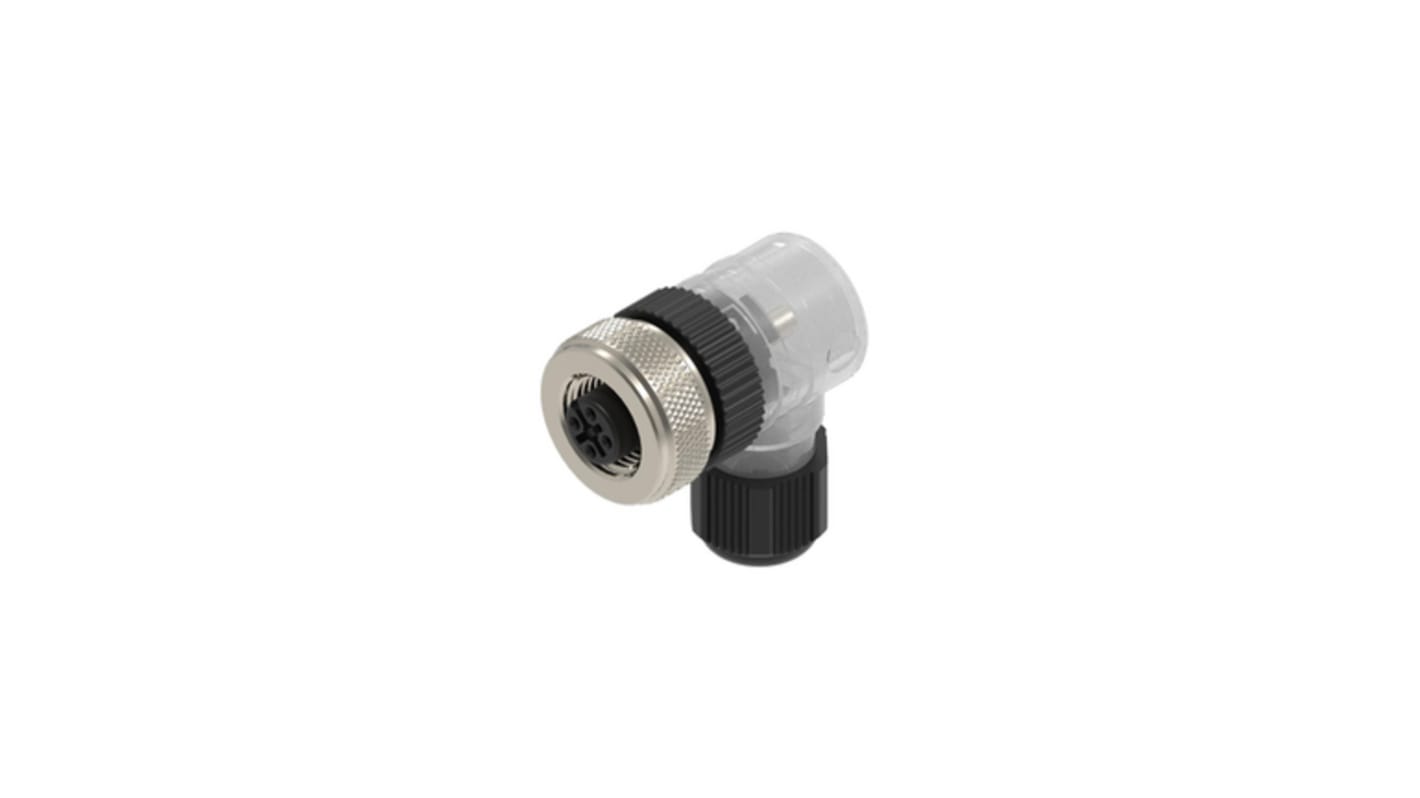 Lumberg Automation M12工业圆形连接器插座, 4芯, 电缆安装, 螺钉端接, 4A, 2.5kV, IP67, RKC系列