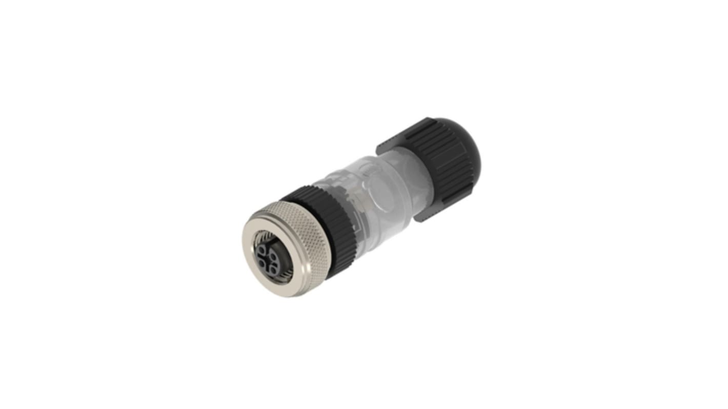 Lumberg Automation M12工业圆形连接器插座, 4芯, 电缆安装, 螺钉端接, 4A, 2.5kV, IP67, RKC系列