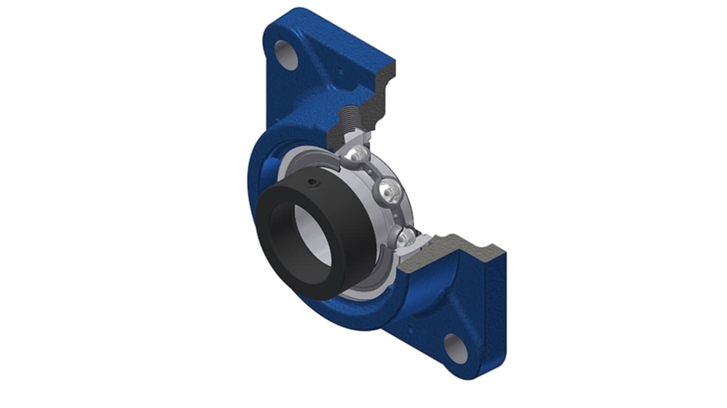 Cuscinetto flangiato SNR, 4 fori di montaggio, Ø int 35mm, dimensioni 62mm x 130mm, in Acciaio