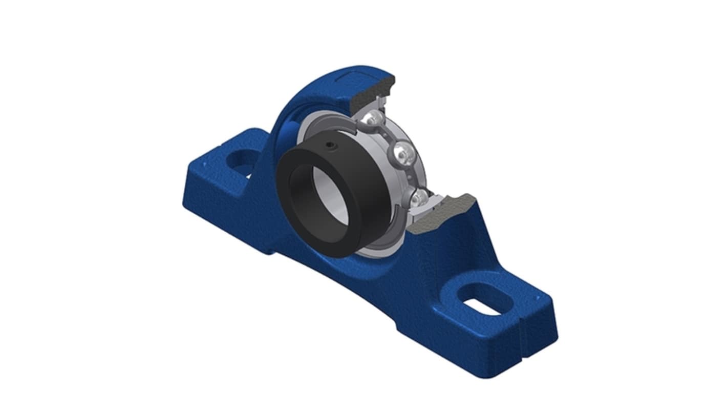 Cuscinetto flangiato SNR, 2 fori di montaggio, Ø int 35mm, dimensioni 55mm x 177mm, in Acciaio