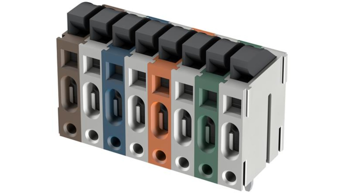 HARTING har-flexicon Series PCB Terminal Block, 8-Contact, 3.5mm Pitch, Wave Soldering, 1-Row, IDC Termination