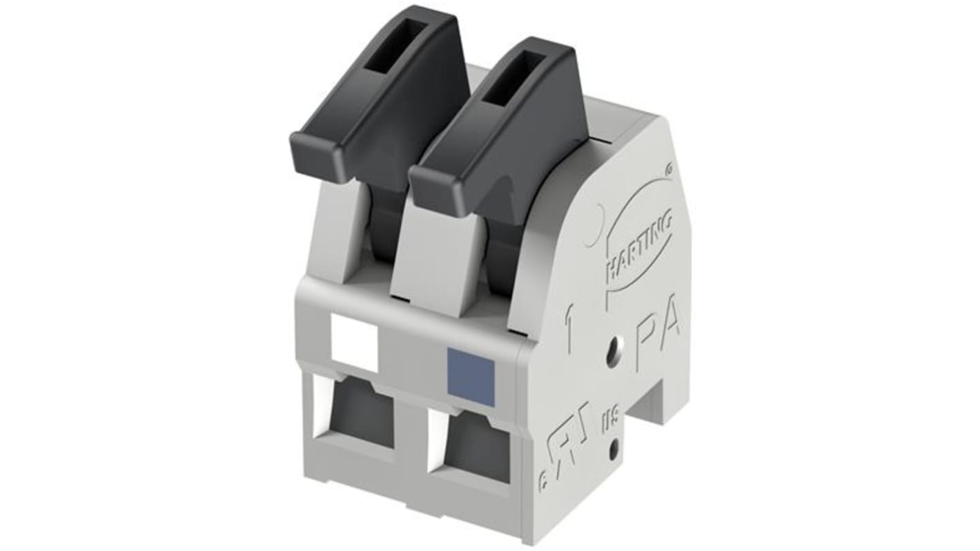 HARTING har-flexicon Series PCB Terminal Block, 2-Contact, 5mm Pitch, 1-Row, Spring Clamp Termination