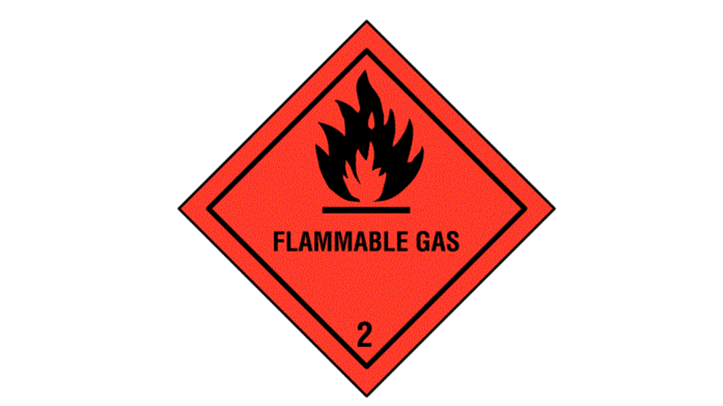 Étiquette de sécurité Noir / orange, "Flammable Gas"