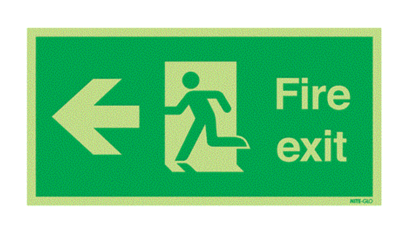 RS PRO 安全出口指示牌, 自粘式, 聚酯纤维制, 英语, 标示Fire Exit Left（走火通道左）
